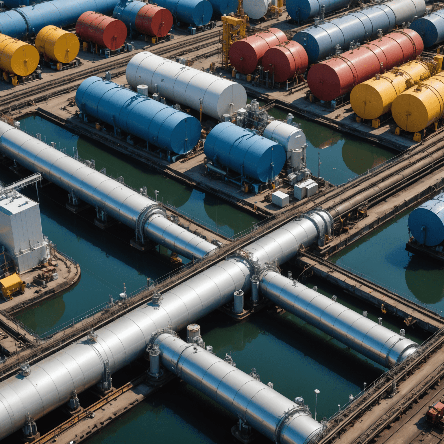 Visual representation of diversified oil investments, including pipelines, refineries, and oil tankers, with risk meters showing low levels